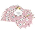 thumbnail image 2 of LNWH Christmas Pink Cartoon Snowman Pattern Placemats, 1 PCS Heat Resistant Washable PVC Table Mats, 18"x12", 2 of 6