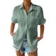 thumbnail image 3 of Blusa de manga corta con bolsillo de solapa informal para mujer, camisa de verano de Color sólido, 3 of 5