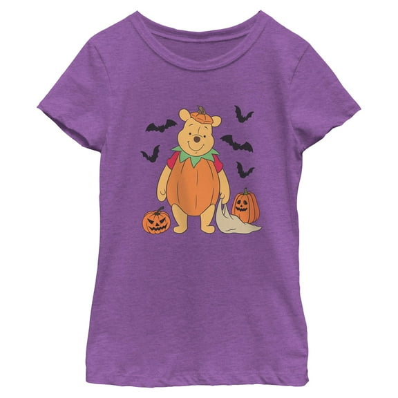 Girls Winnie the Pooh Halloween Bear Pumpkin Costume Bats T Shirt