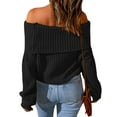 thumbnail image 4 of STARVNC Women Off Shoulder Long Sleeve Ribbed Knit Sweater, 4 of 5