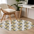 thumbnail image 4 of Yellow Floral Round Area Rug 3.3Ft Washable Circle Rugs for Dining Room Table, Abstract Watercolor Flower Leaf Plant Non-Slip Carpet Floor Mats Indoor Outdoor Carpet Runner Aesthetic Home Decor, 4 of 8