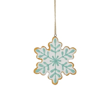 Northlight Frosted Snowflake Cookie Christmas Ornament - 3.75" - White and Green
