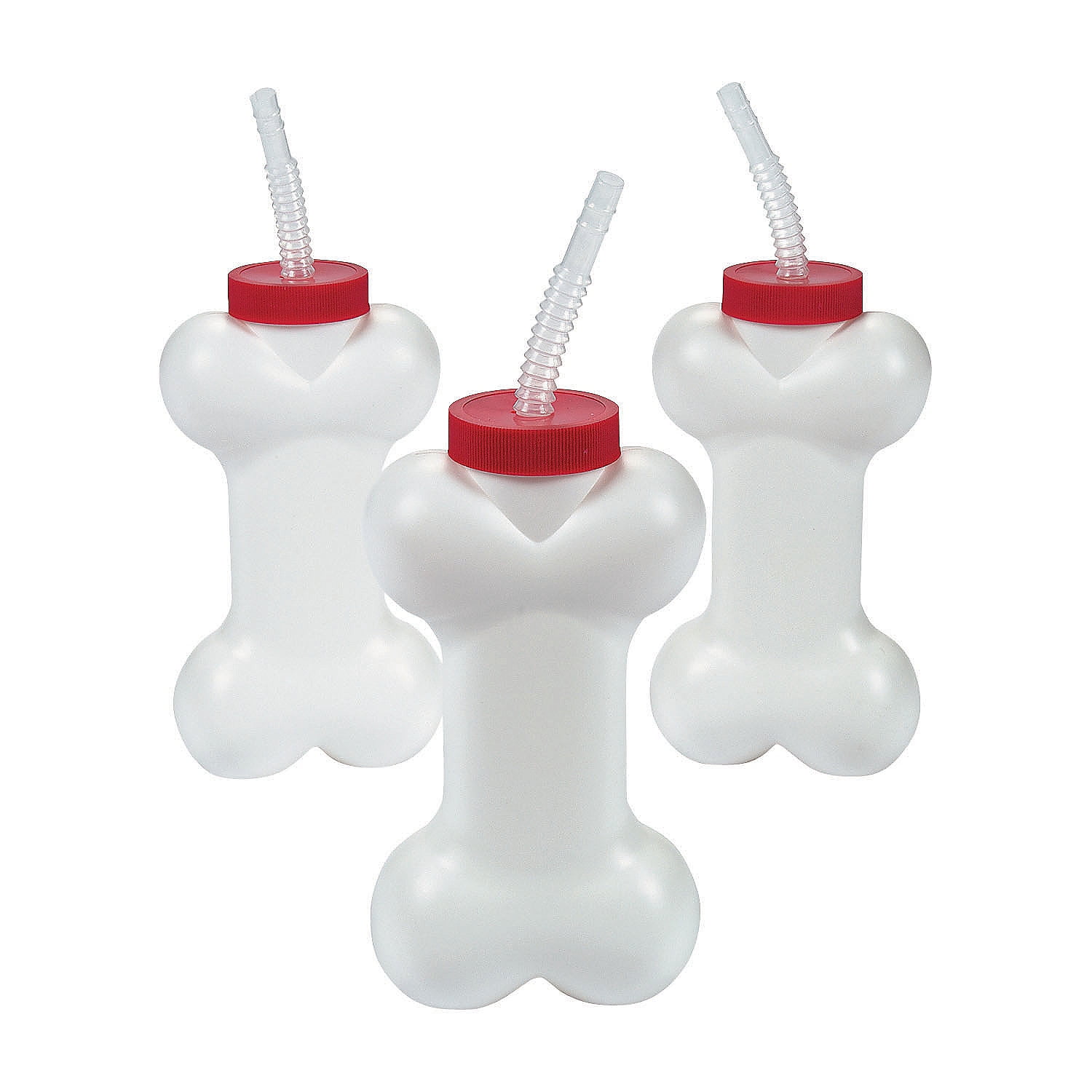 Molded Dog Bone Cups W/Straw (12 Count)