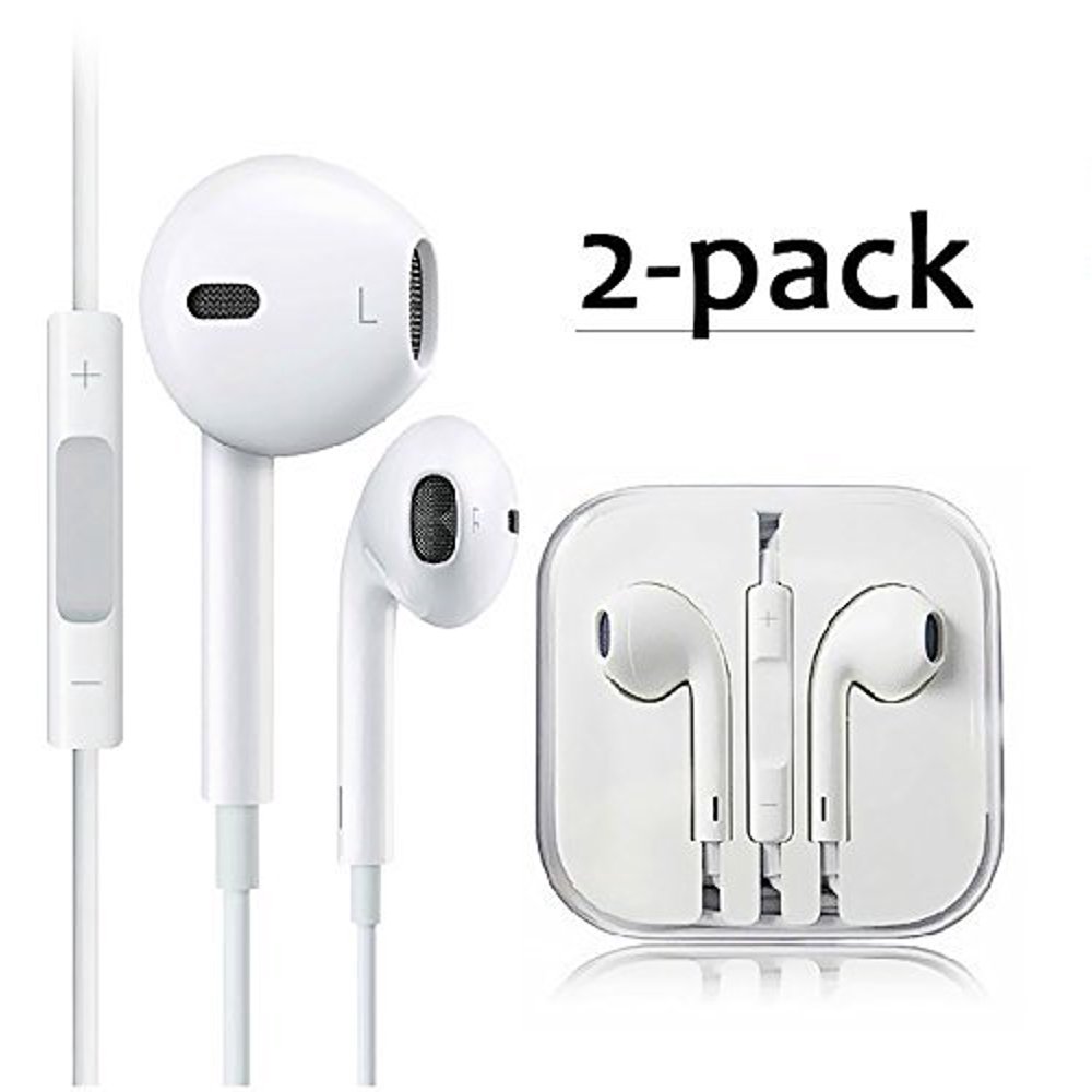 2PACK Premium Earphones/Earbuds/Headphones with Stereo Mic&Remote Control for iPhone iPad iPod