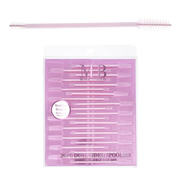 20pc Dual Sided Spoolies Set - Pink Brow Brush & Eyelash Spoolies for Versatile Grooming Eyelash And Eyebrow Brush Value Pack