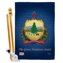 Breeze Decor BD-SS-HS-108134-IP-BO-D-US13-BD 28 x 40 in. Vertical Vermont Americana States Impressions Decorative Double Sided House Flag Set with Pole & Bracket Hardware