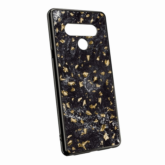 Zizo Refine Series for LG Stylo 6 Case - Thin Glitter Design - Black Marble