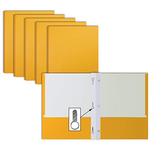 Dark Yellow Paper 2 Pocket Folders with Prongs, 50 Pack, by Better