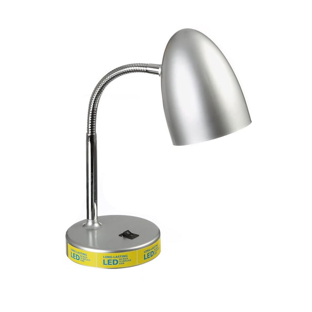 Mainstays Modern LED Desk Lamp, Silver Plastic