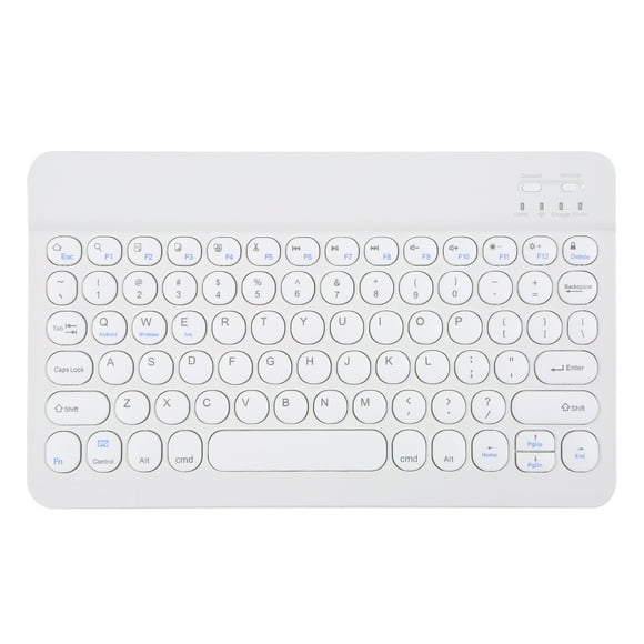 Graflsoa Slim White Bluetooth Keyboard with 13 Shortcut Keys, Responsive Chocolate-Style Buttons, 30-Day Battery Life, Compatible with Multiple Devices