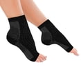 thumbnail image 2 of EeaseMX 2 pares de calcetines de compresión para fascitis plantar, calcetines deportivos elásticos de soporte para el tobillo, talla S/M (negro con blanco), 2 of 7