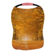 PKQWTM Beautiful Autumn Lane In The Forest Nursing Cover Baby Breastfeeding Infant Feeding Cover Baby Car Seat Cover