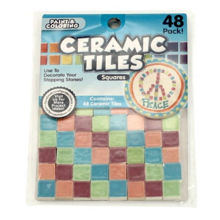 Horizon Group USA Mosaic Ceramic Square Tiles, 35 Piece