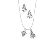 thumbnail image 2 of Delight Jewelry Silvertone Crystal Spinner Silver tone Zig Zag Christmas Tree Charm Necklace and Stud Earrings, 2 of 4