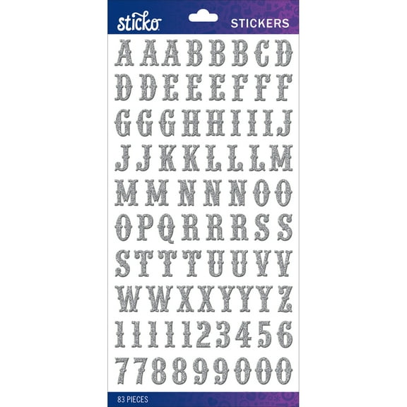 Sticko Alphabet Stickers-Silver Glitter Carnival