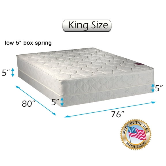 Legacy King size (76"x80"x8") Mattress and Low Profile Box Spring Set - Fully Assembled, Good for your back, Superior Quality - One Sided - None Flip - By Dream Solutions USA