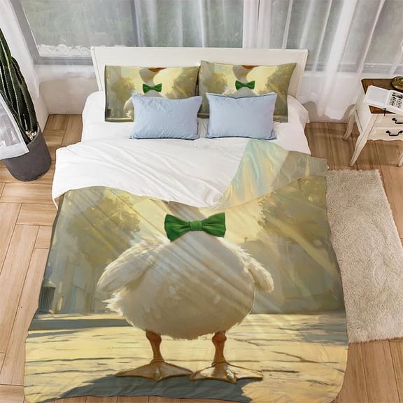 duckling 3D Printed Quilt Cover Duvet Cover Comforter Covers Bedding Set Microfiber for Childrens And Adults with Pillowcases 3 Pieces with Zipper Closure(80"x90")
