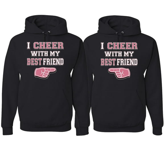 Wild Bobby, I Cheer With My Best Friend His/Her Couples/ Best Friends Matching Couples Hoodie, Black, Mens S-Womens S