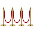 thumbnail image 1 of Bingirl 4PCS Stanchion Posts Queue with Red Velvet Rope 5 FT Red Carpet Ropes and Poles Crowd Control Barriers Queue Line Rope Barriers, 1 of 4