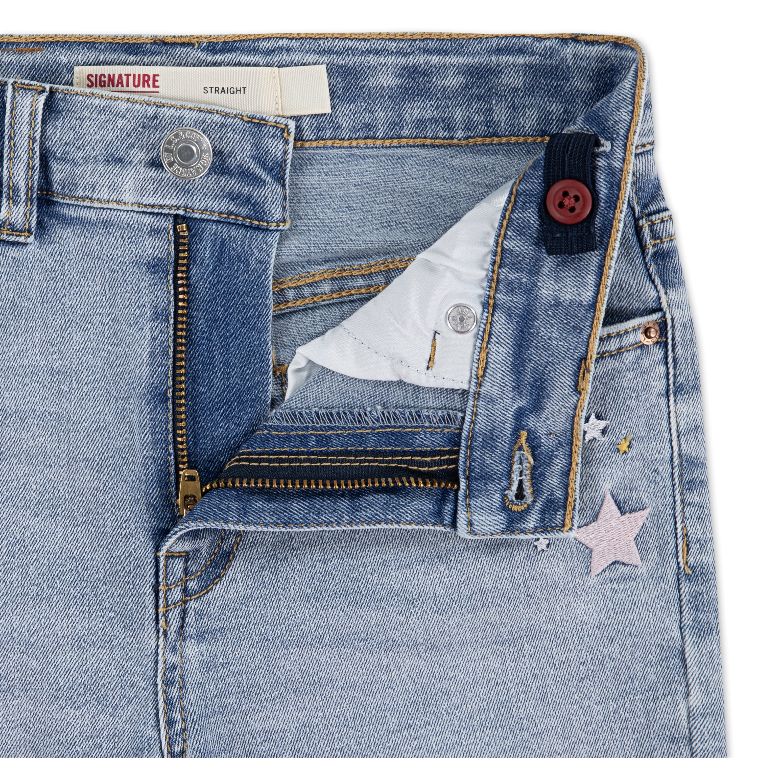 Levi Strauss Signature Girls Embroidered Star Straight Jeans, Sizes 5-18