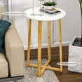 thumbnail image 6 of Bambloom Side Table for Living Room,Round Small Coffee Table,15.6x23.5in,White, 6 of 7