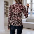 thumbnail image 4 of Women's TurtleneckT Shirts Basic Slim Fit Long Sleeve Tops Y2K Leopard Printed Spring Summer Casual Tee, 4 of 7