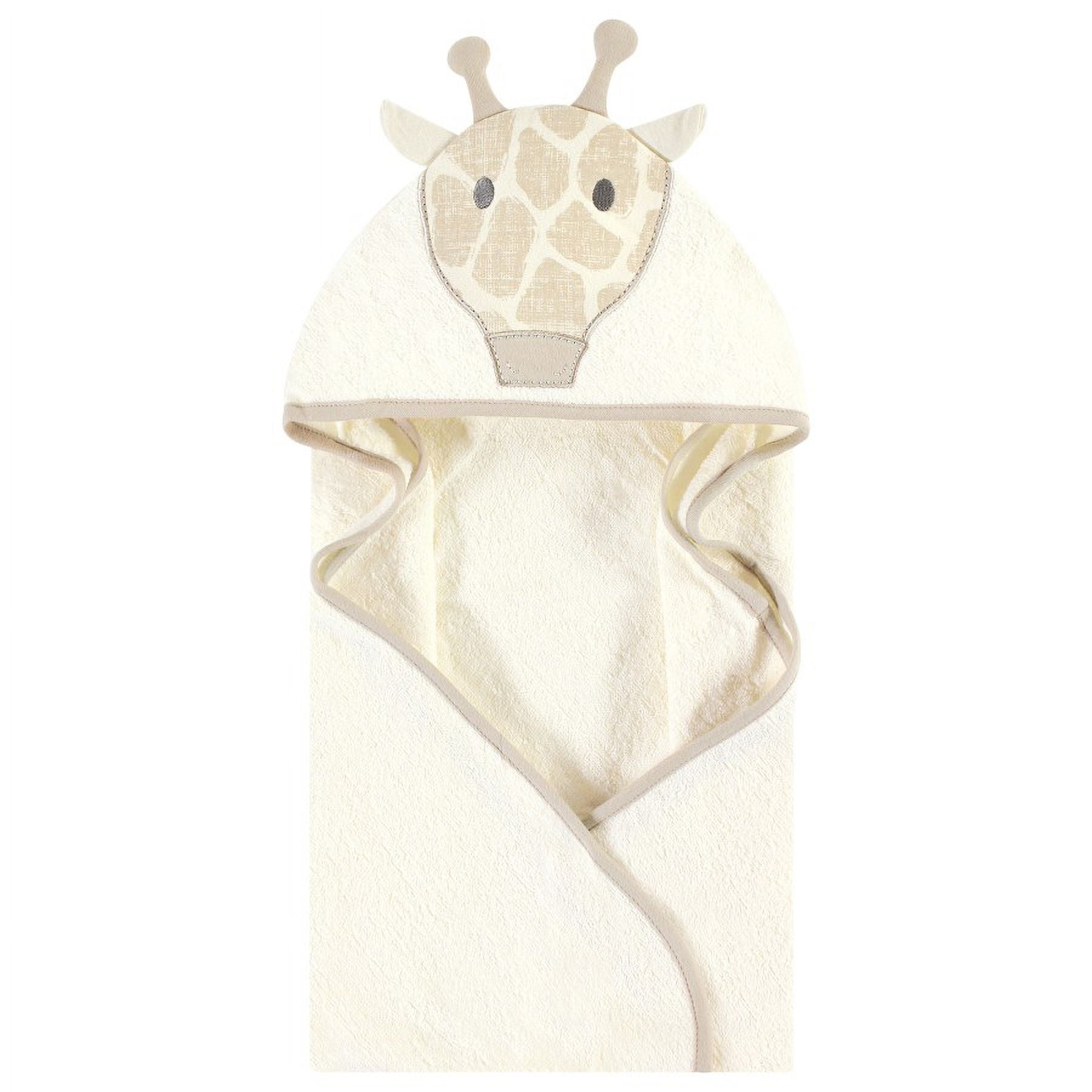 Hudson Baby Cotton Animal Face Hooded Towel, Modern Giraffe 2-Piece, One Size