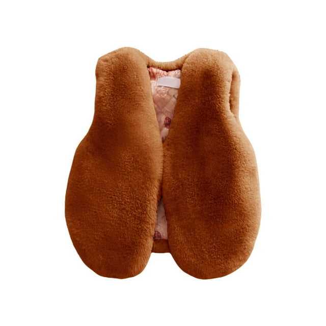 MIASHUI Vestes d'Hiver pour Enfants Filles Tout-Petits Chaudes Épaissies Sans Manches, Café, 4-5 Ans