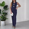 thumbnail image 7 of AHTJRT 2 Piece Pant Suits for Women Dressy Sleeveless V Neck Tops and Wide Leg Pants Sets Formal Business Casual Outfits Navy XXXL, 7 of 7