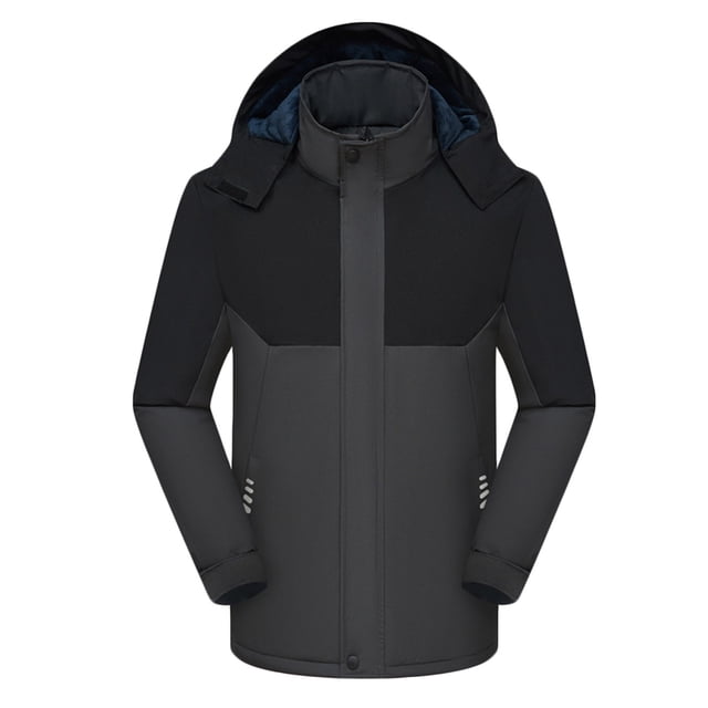 NTACZA Mens Jacket Hooded Water Resistant Gray Softshell Fleece Lined Zipper Windbreaker Coats for Men Fashion,XXXL