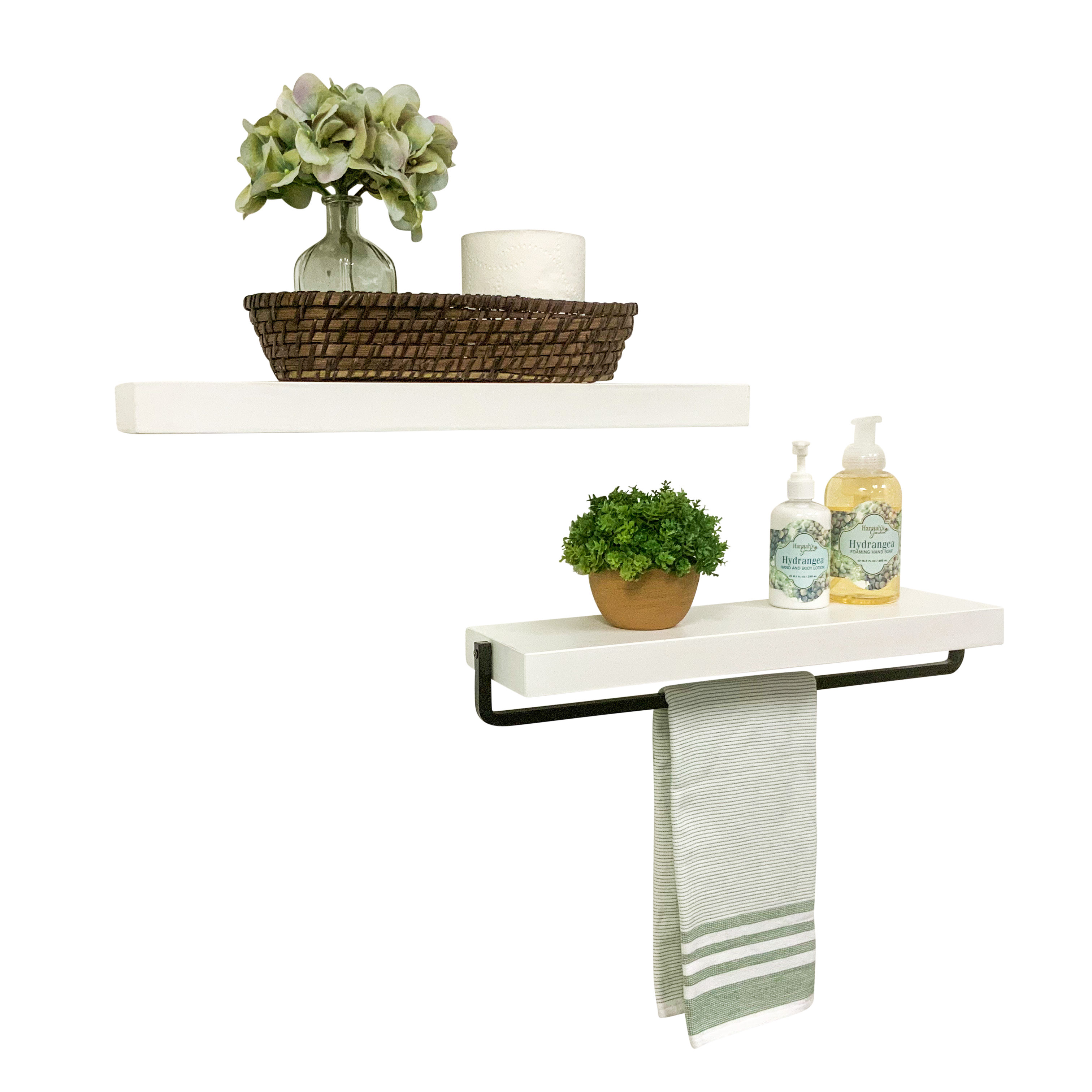 Del Hutson Designs White True Floating Shelf and Towel Rack Set 20 inch Walmart
