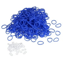 Uxcell Rubber Band Blue Stretchable Rubber Elastic Band 0.5inch Dia with S-Clips for Home Office, Pack of 1200