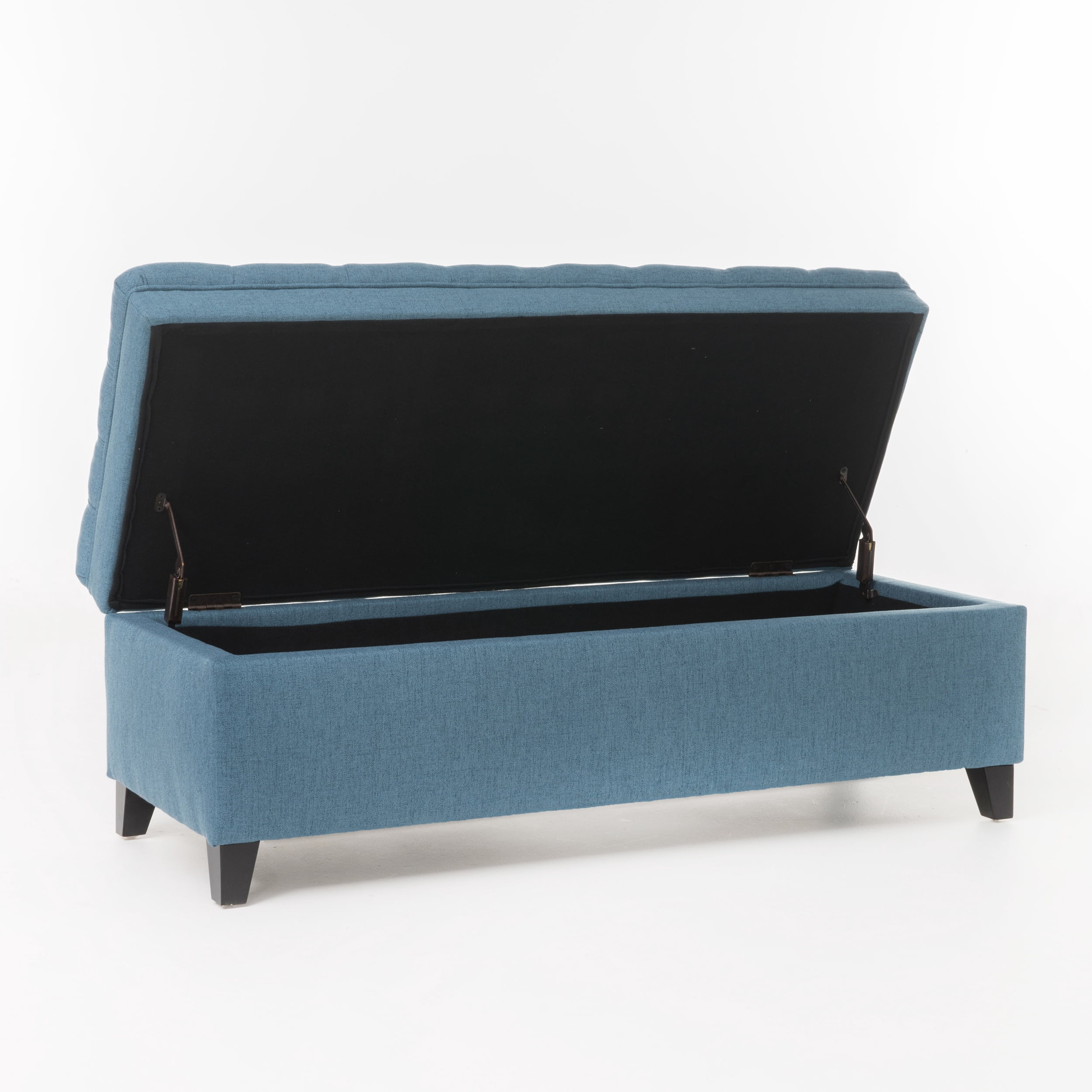 Noble House Julia Tufted Fabric Storage Ottoman, Blue