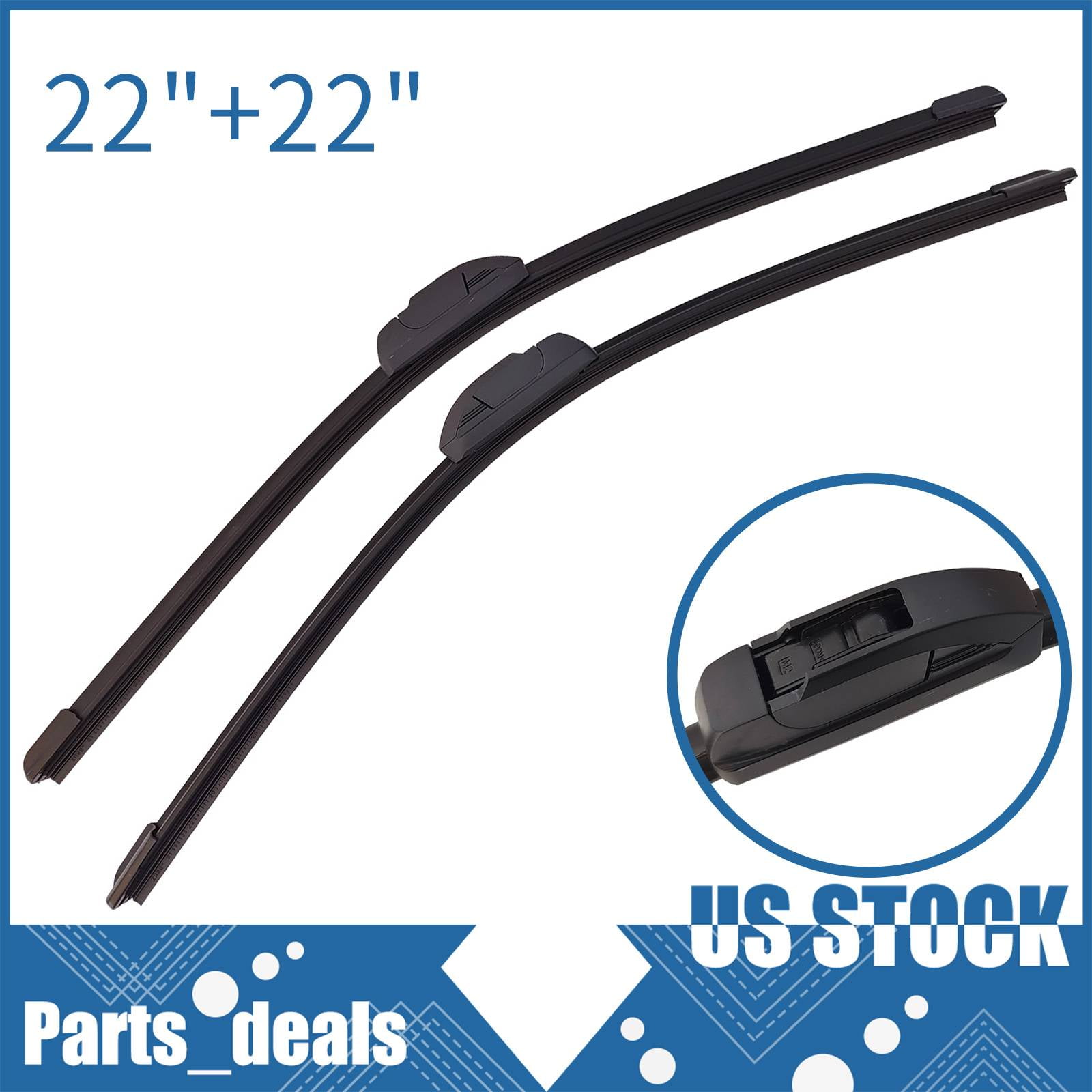 KT Parts 22" + 22" Front Windshield Wiper Blades All Season J Hook A0395A0003