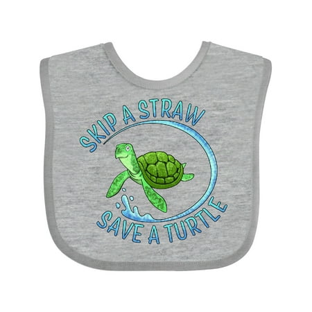 

Inktastic Skip a Straw Save a Turtle with Cute Green Sea Turtle Gift Baby Boy or Baby Girl Bib