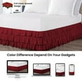 thumbnail image 4 of CCNY 16" Inch Drop Multi Ruffled Bed Skirt Olympic Queen Size 100% Microfiber Made Burgundy Color, 4 of 6