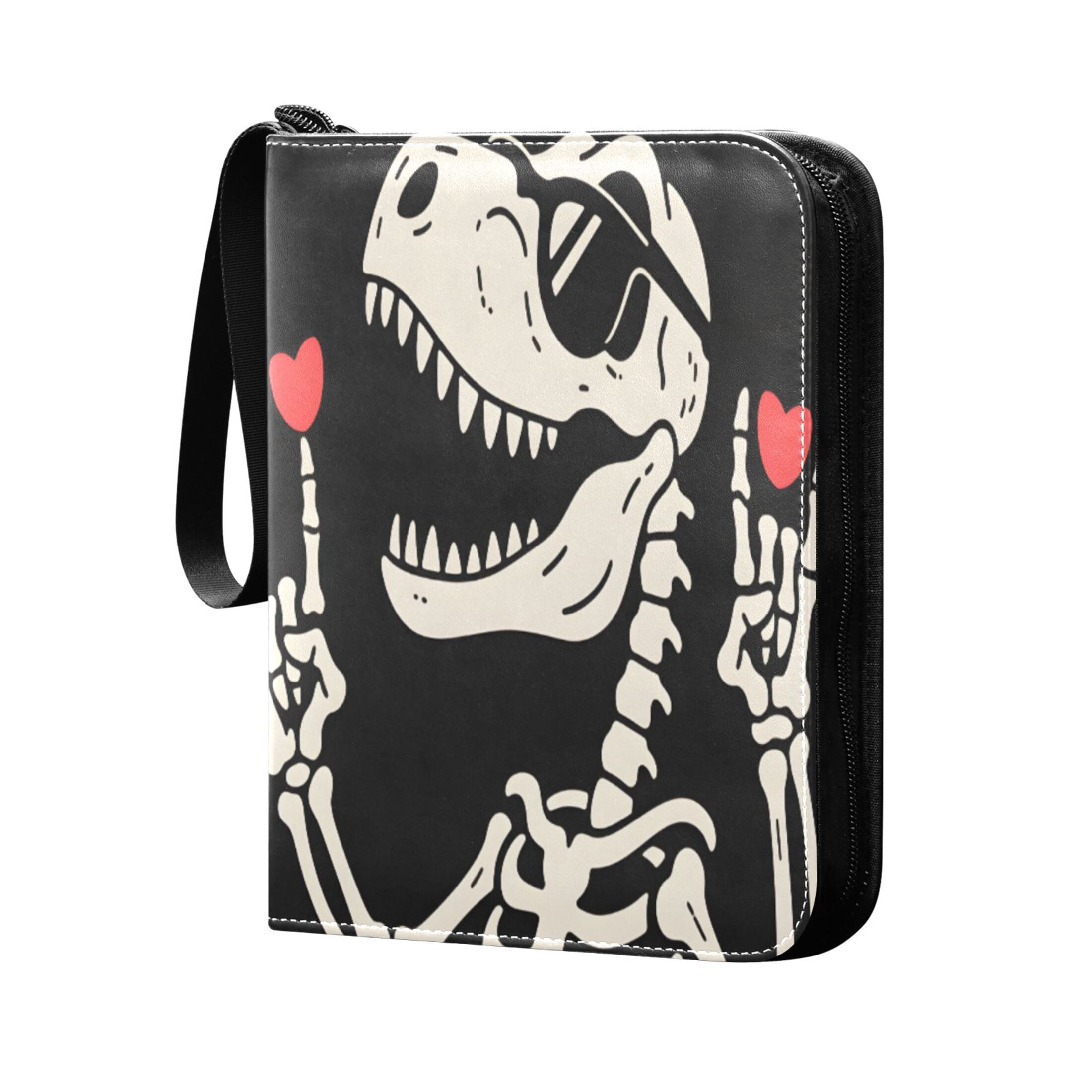 ALAZA Skull and Heart Trading Card Binder 4 Pocket Cards Collection Album 400 Folder Holder