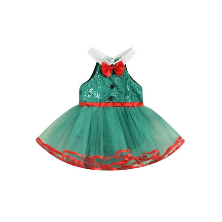 

Mioliknya Baby Girl Christmas Dress Toddler Sequin Sleeveless Tulle Party Dress