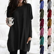 Fashion Top! YANXIAO Women Long Sleeve Solid Color Pockets Loose Cotton Tops