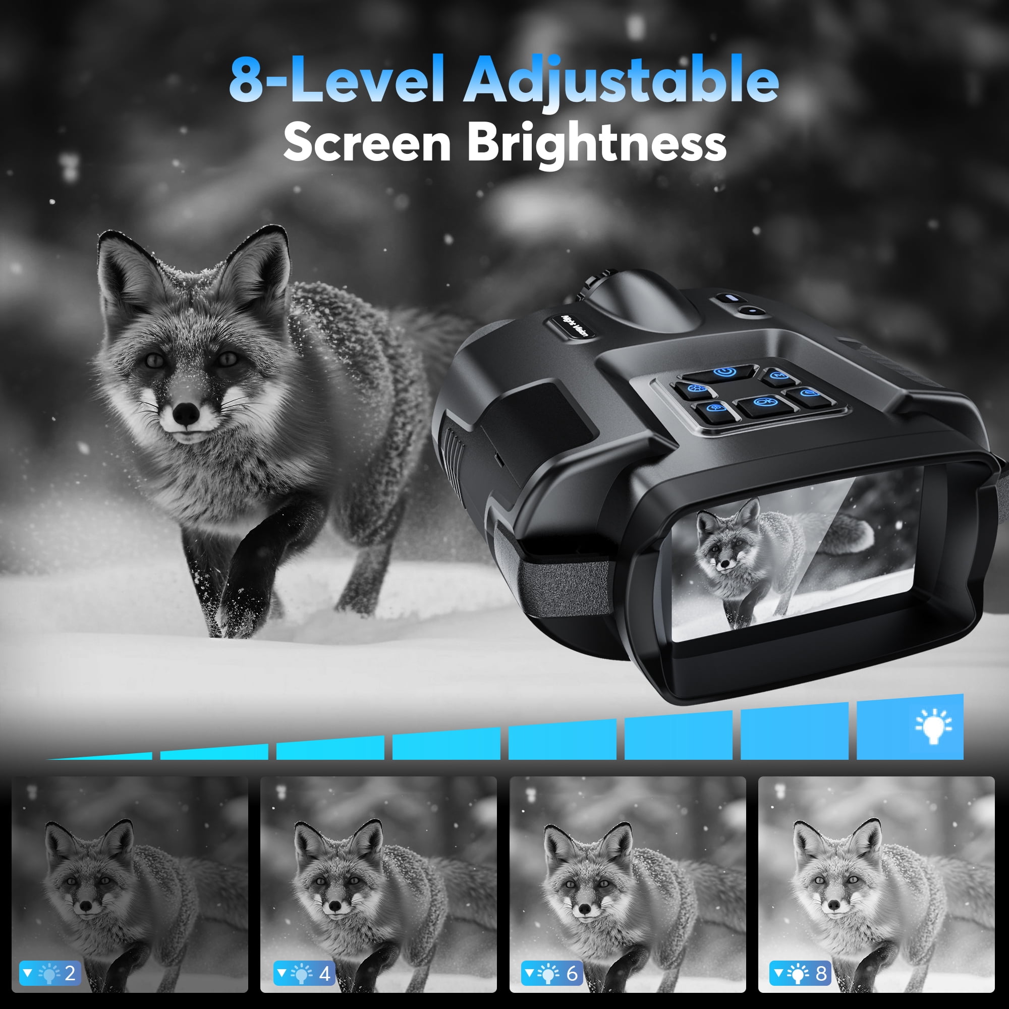 Ruaiok 4K Night Vision Binoculars, 8X Outdoor Night Vision Goggles for Adults Hunting & Camping, IP65 Waterproof and 5000mAh Rechargeable Battery