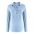 thumbnail image 5 of Long Sleeve Shirts for Women 2026 Loose Fit V Neck Button Down Linen Tops Cute Solid Summer Beach Tee Shirts, 5 of 6
