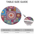 thumbnail image 6 of 44in Round Tablecloth with Elastic Edge, Waterproof Fitted Table Cover for 36-44" Tables, Boho Theme Polyester Reusable Table Cloths Wipe Clean for Picnic, Dining, Outdoor Use and Party Decor, 6 of 7