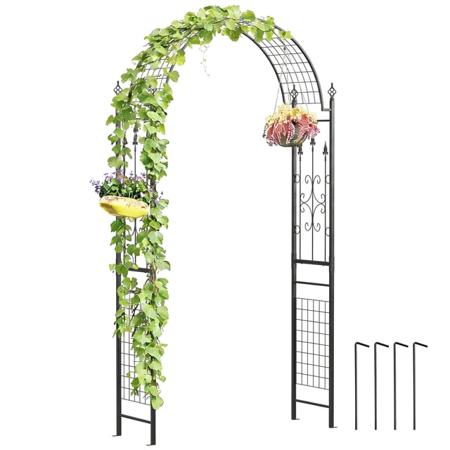 Outsunny Garden Arch, Outdoor Trellis Arbor, Black