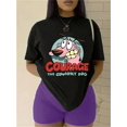 thumbnail image 1 of Women'S "Courage the Cowardly Dog" Graphic Print T-Shirt - Casual Crew Neck Short Sleeve Top, Black with Colorful Cartoon Design, Perfect for Spring & Summer, Lightweight Cotton Fabric, 1 of 6