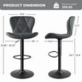 thumbnail image 3 of Daluvenix Modern Bar Stools Set of 2, Adjustable Swivel Counter Height Bar Chairs with Back, Faux Leather Upholstered for Kitchen Island, Dark Grey, 3 of 7