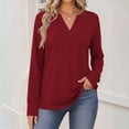 thumbnail image 3 of Perfectbot Women's Long Sleeve V-Neck Basic Tee, Relaxed Fit Soft Jersey T-Shirt with Flowy Hem, 3 of 6