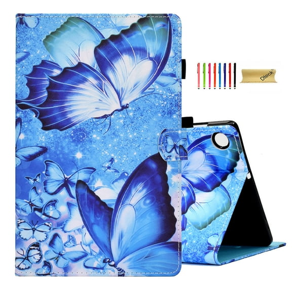 Dteck Folio Case for Samsung Galaxy Tab A8 SM-X200 X205 X207 10.5" Tablet with Pen Holder, Cute Pattern PU Leather Flip Stand Cover Auto Wake Sleep Smart Cover with Credit Card Slots Holder, Butterfly