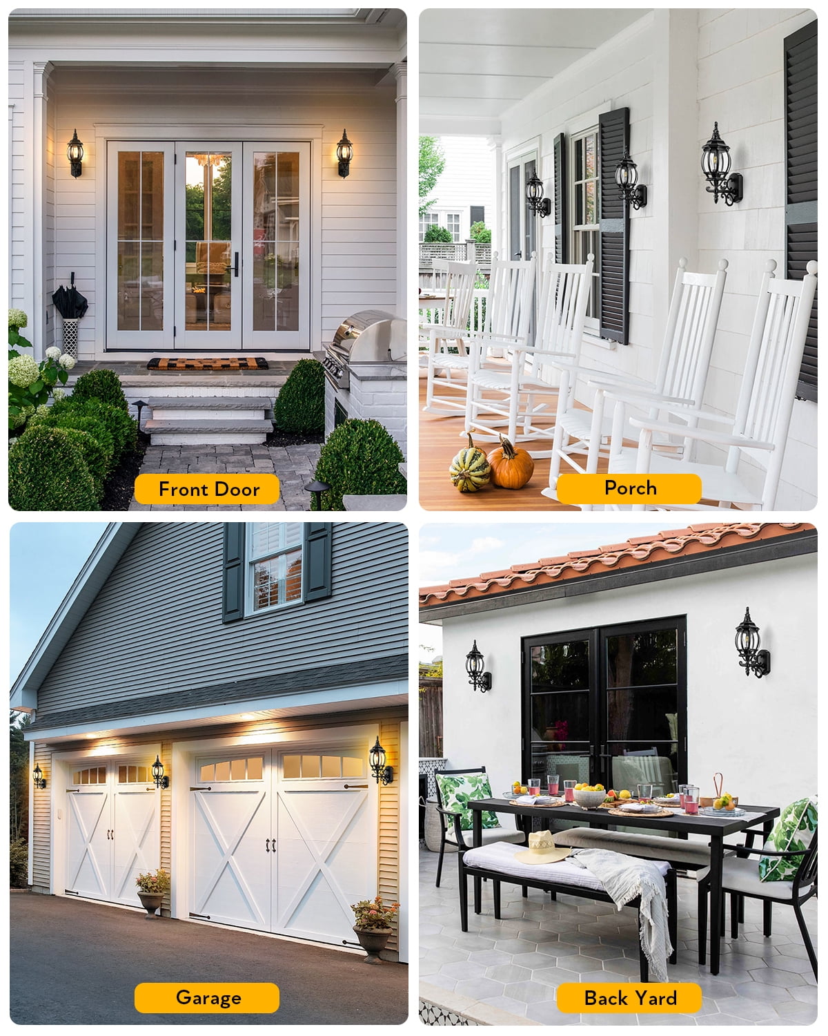 VIANIS Outdoor Wall Light, Black Exterior Porch Light Wall Mount, Modern Outside Lantern Lights for House, Dusk to Dawn Outdoor Sconce Lighting for Garage, Front Door Light Fixture Outdoor Wall Lamps