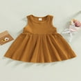 thumbnail image 2 of Robe de Bébé Enfant Fille Sans Manches Cou Solide Été une Ligne Robe, 2 of 8