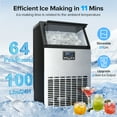 thumbnail image 6 of Auseo Commercial Crescent Ice Maker, 100Lbs/24H Stainless Steel, 64Pcs in 11-20 Mins, 2 Water Adding Modes, Companies/Families/Bars, 6 of 9
